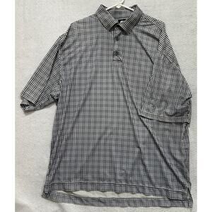 FootJoy Polo Shirt Men XL Gray Checkered Pullover Stretch Casual Golf Shirt
